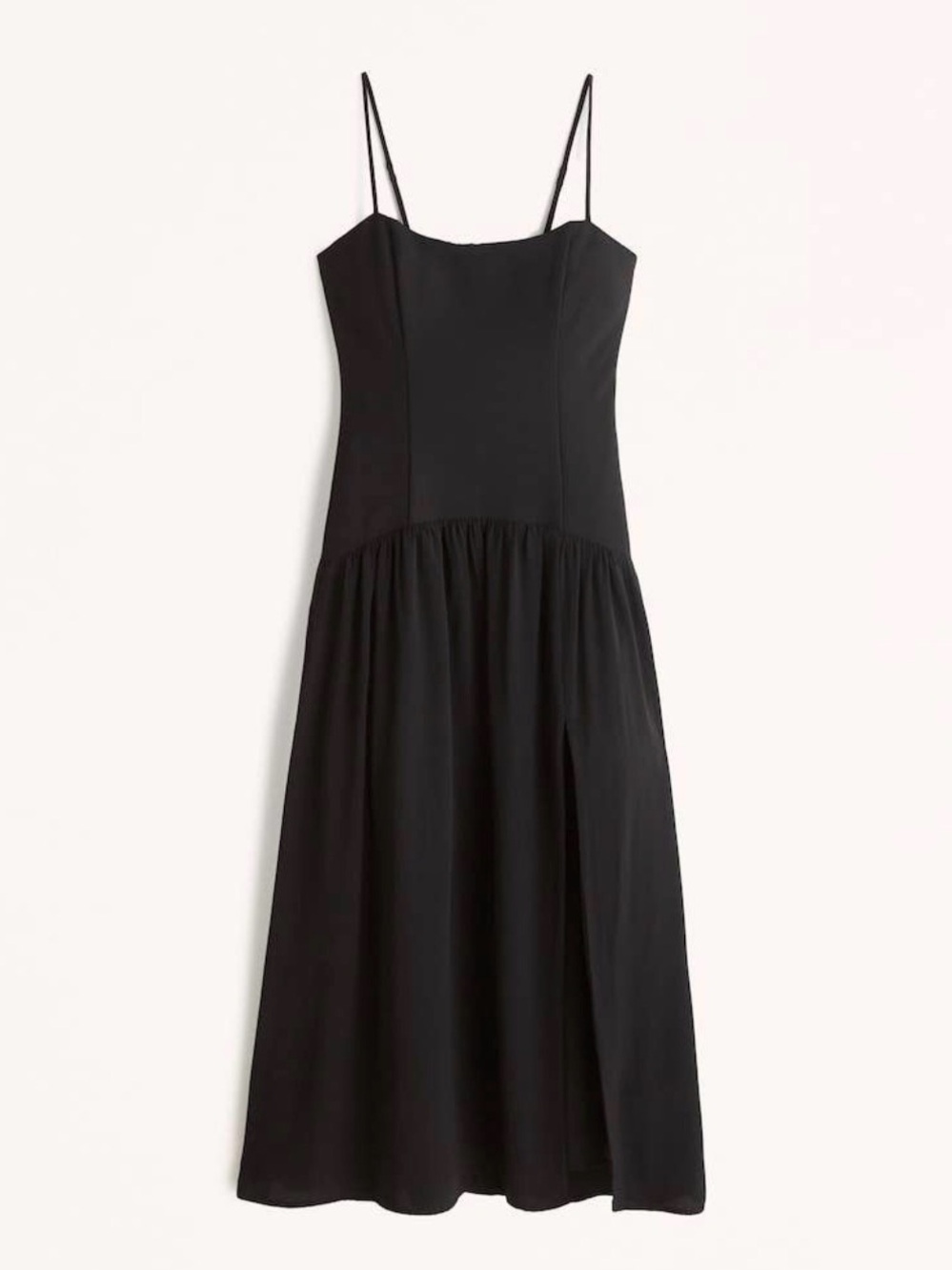 Abercrombie & Fitch Black Spaghetti-Strap Midi Dress